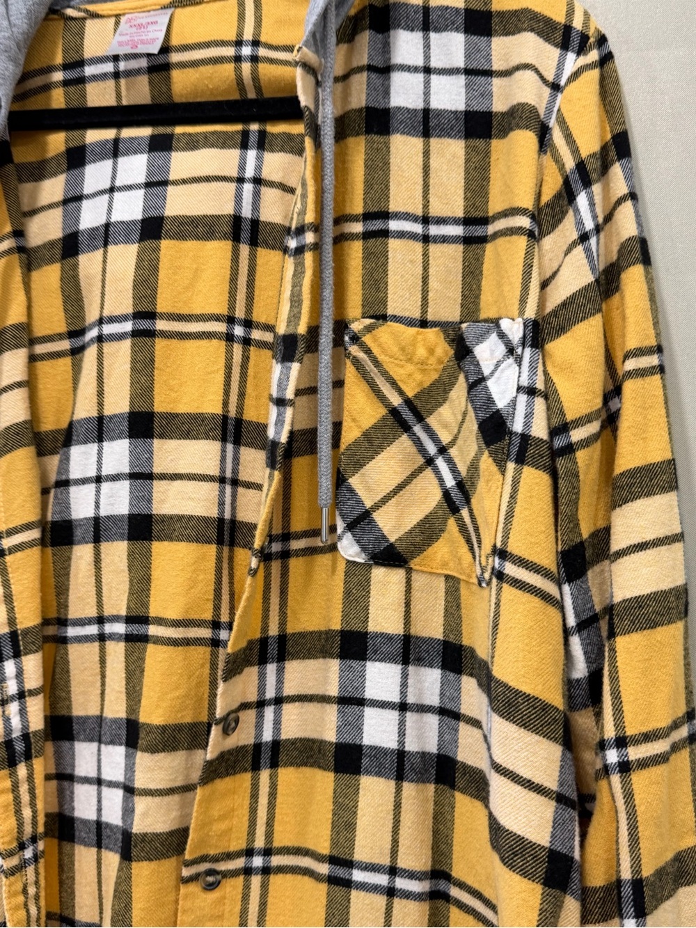 Women’s Yellow Plaid Hooded Button Front Flannel Shirt Jacket Size XXXL/3XG(21) - Picture 4 of 10